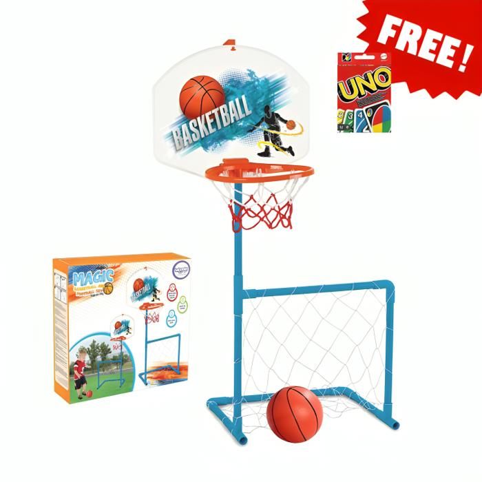 Ensemble 2 en 1 de basket-ball et foot-ball + ballon + Jeu de Carte Uno Gratuit