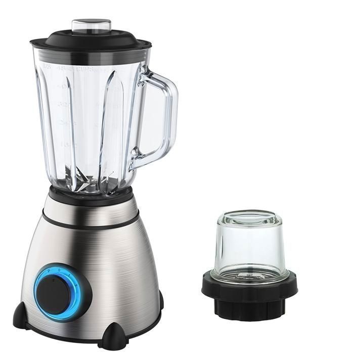 Venezia Mixeur blender 5 vitesses Bol en verre 500W - 1,5 litres + moulin à épices