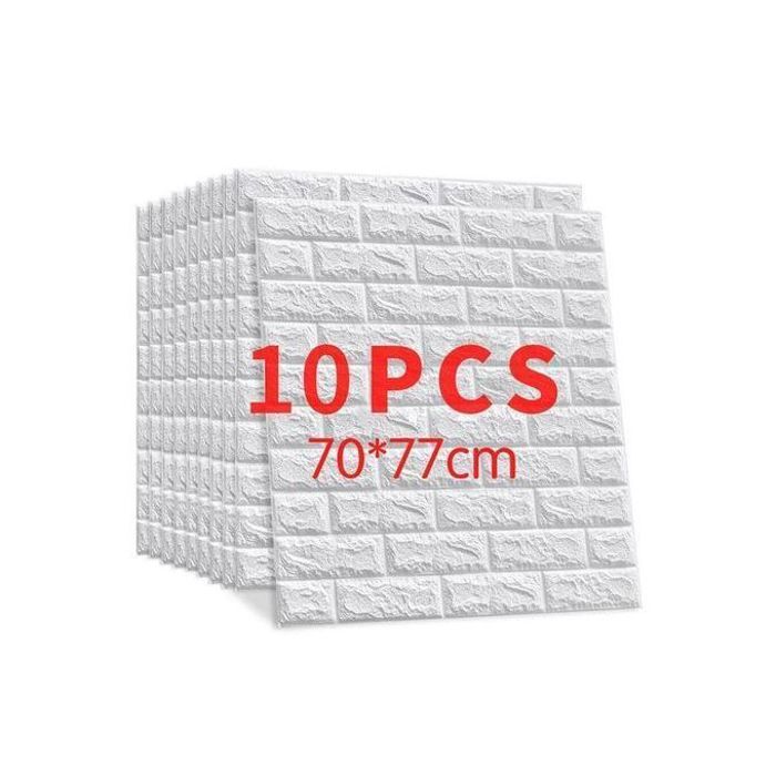 Papier peint adhesif 3d reel autocollant impermiable et lavable BRIQUE pack 10pcs