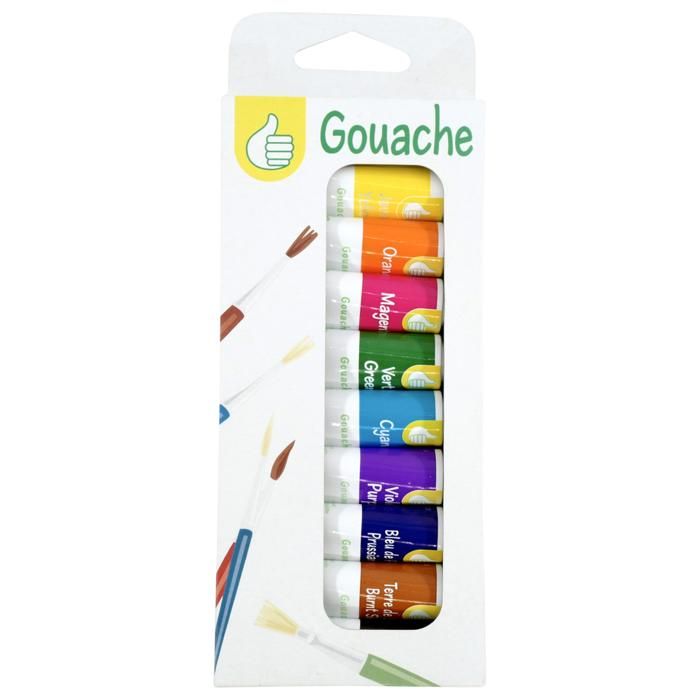 10 TUBES GOUACHE 10ML AUCHAN