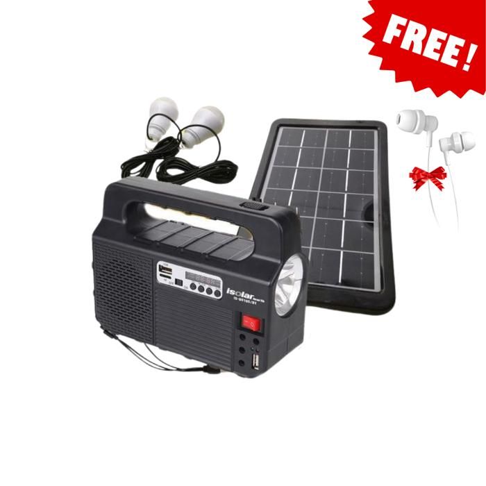 Kit solaire portable avec panneau,torche et lampe latéral radio mp3 Bluetooth, Avec écouteut Gratuit