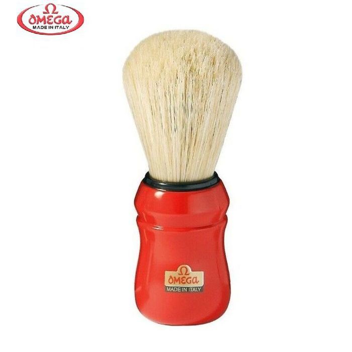 Omega Blaireau en poils purs Pinceau de Rasage professionel avec Manche en abs-Red