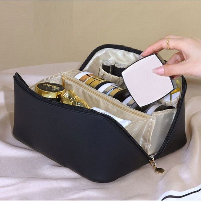 Sac De Cosmétiques En PU Pour Femmes, Sac De Toilette Pour Salle De Bain, Sac De Rangement en bleu marine