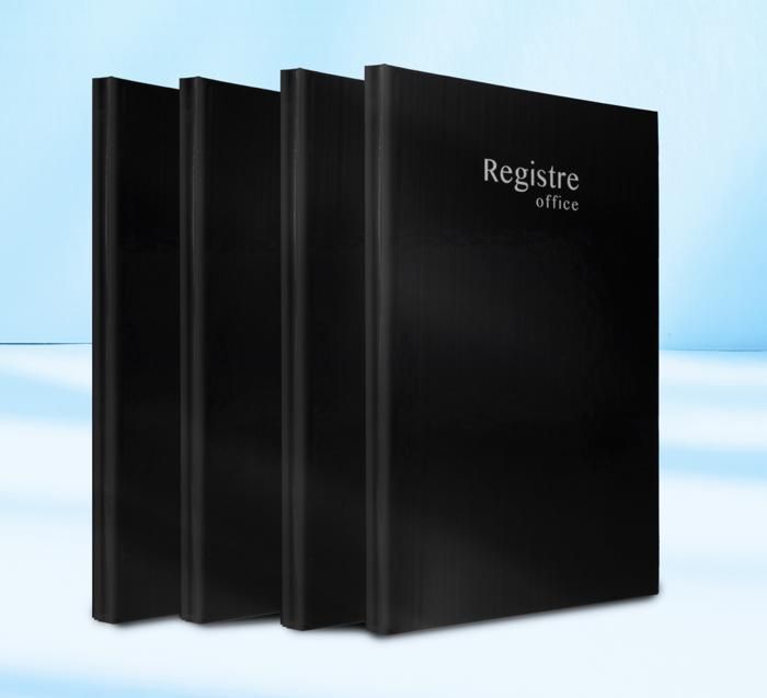 Registre - BLEU MARINE - 288 Pages - Couverture Noir - 60g - Mixte