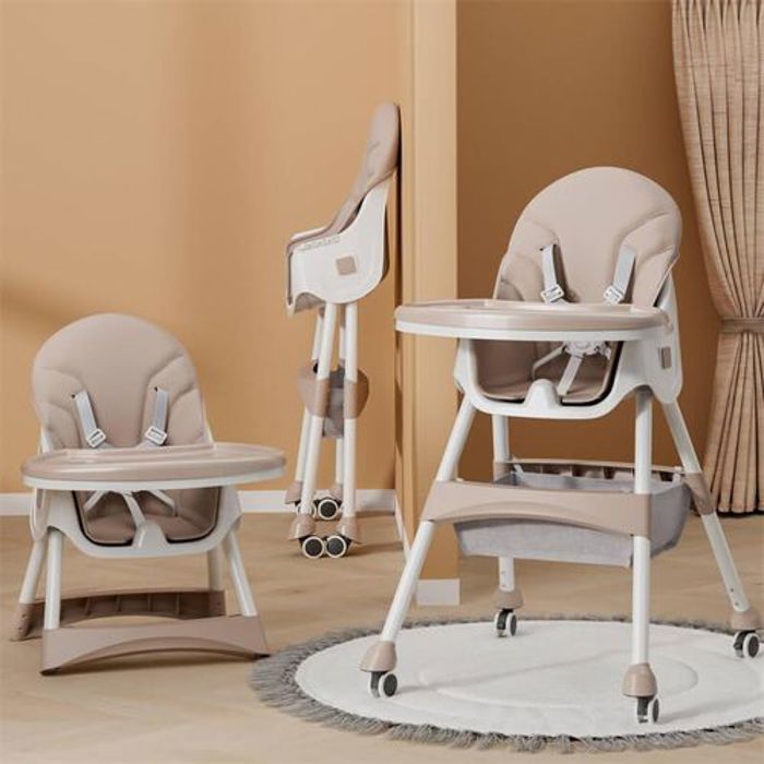 Chaise haute pour bébé 4 en 1 - Pliable et inclinable (E560)-Feeding High Chair