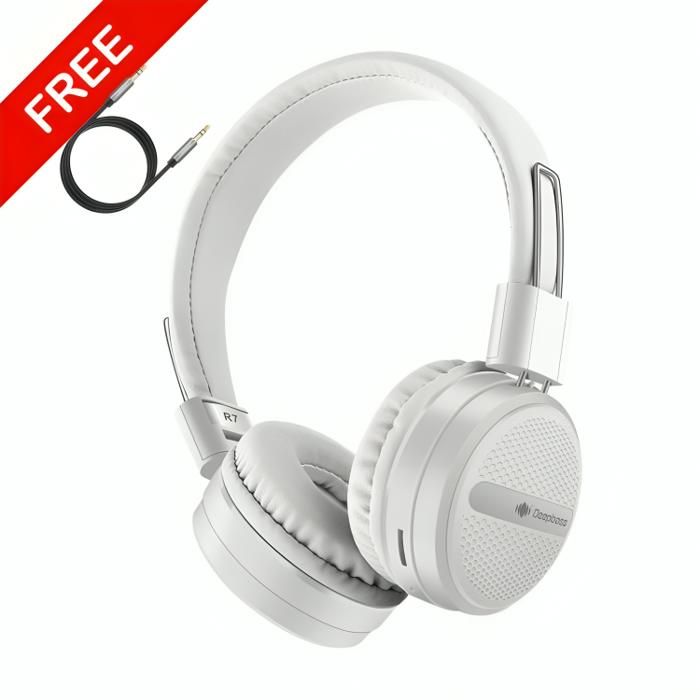 Casque bluetooth DeepBass R7 BLANC + Cable auxiliar Gratuit