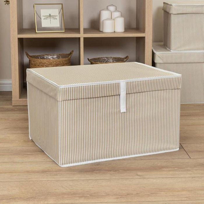 Boîte de Rangement Pliable en Tissu Renforcé avec Couvercle – 50 x 40 x 30 cm
