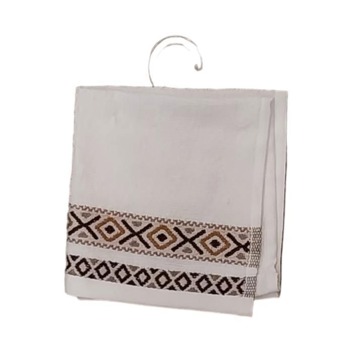 Serviette main - FLOWER - 450g/m² - 30x30 cm - Blanc et beige