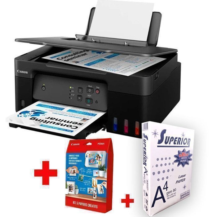 Pack Canon PIXMA G2430 multifonction + Ramette 500feuilles + Kit 100 papier photo