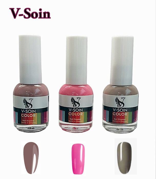 Vernis à ongles - V SOIN - Lot de 3 couleurs - 18 ml - Brillance maximale - Tenue extrême