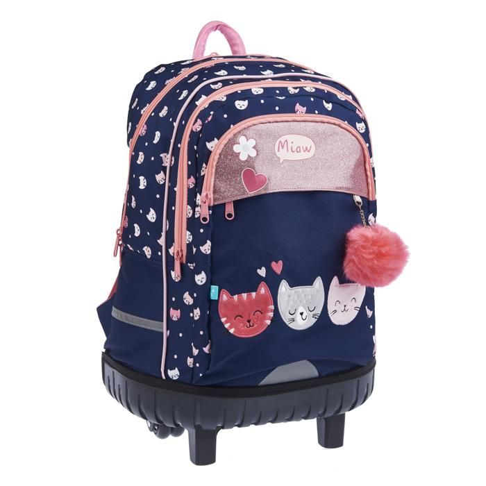 SAC A DOS TROLLEY  AUCHAN 2 ZIPS 54CM CHAT