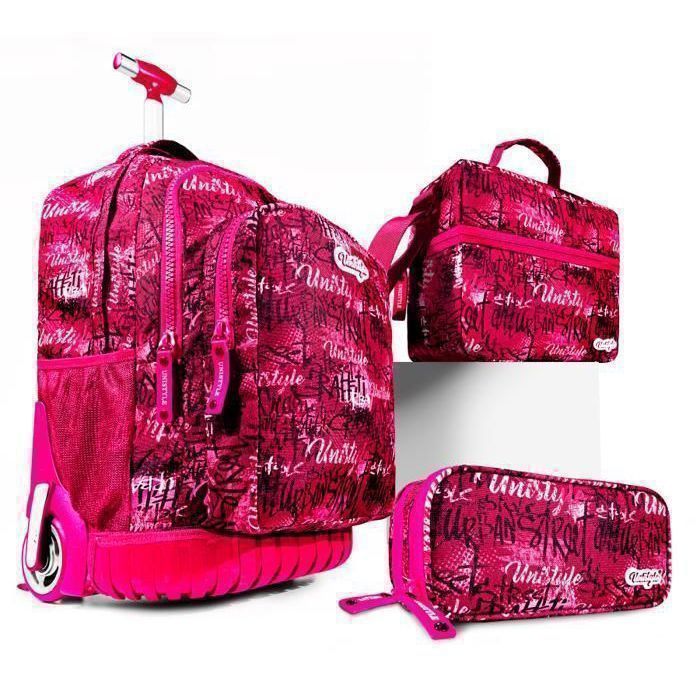 Cartable - GENERIC - Set 3 en 1 - Trolley 45cm - Sac goûter - Trousse fille