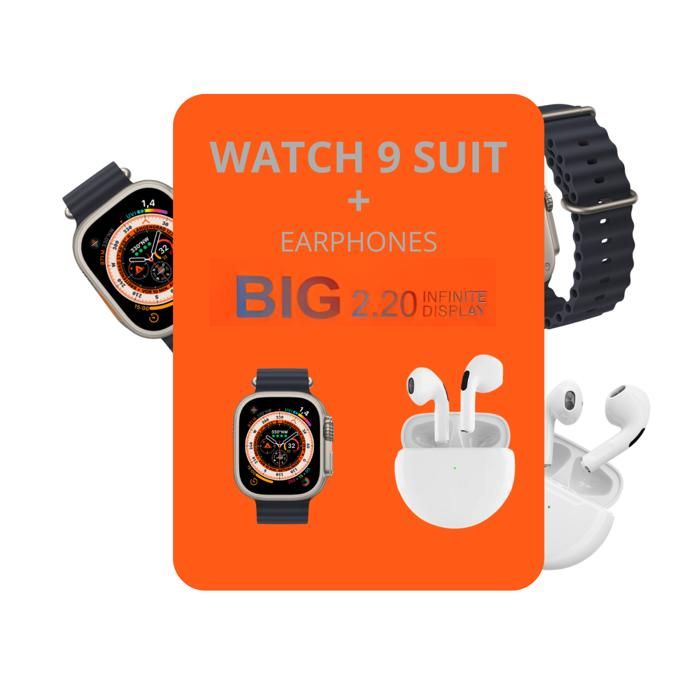 Smart Pack : Montre Intelligente Watch 9 Suit + Écouteurs