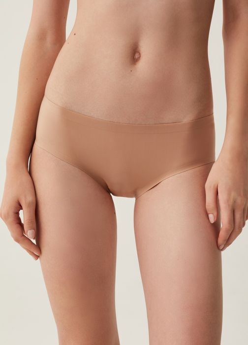 Slip français - Non spécifié - Modèle sans couture - Microfibre stretch - Couleur beige - Femme