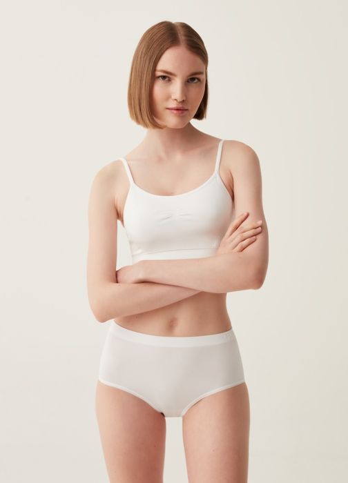 Slip taille haute - The One - Microfibre stretch - Confort unique - Sans couture - Blanc brillant