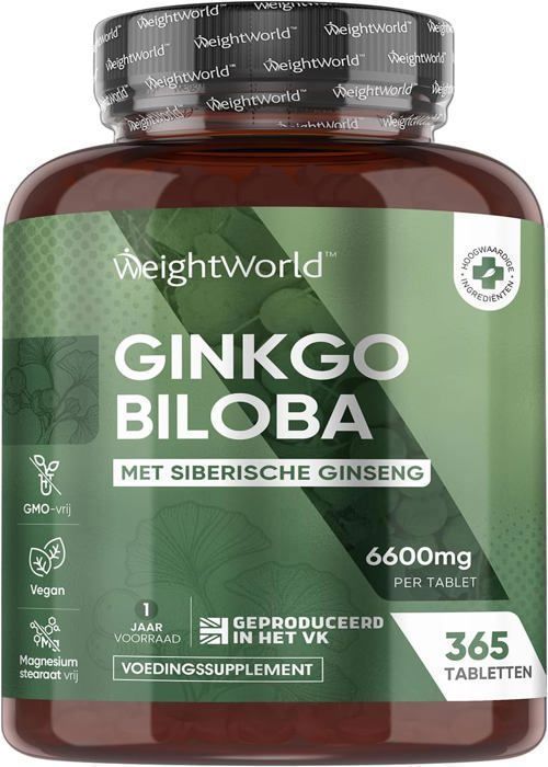 Ginkgo Biloba + Ginseng 6600mg Antioxydant Puissant Vegan 365 Comprimés