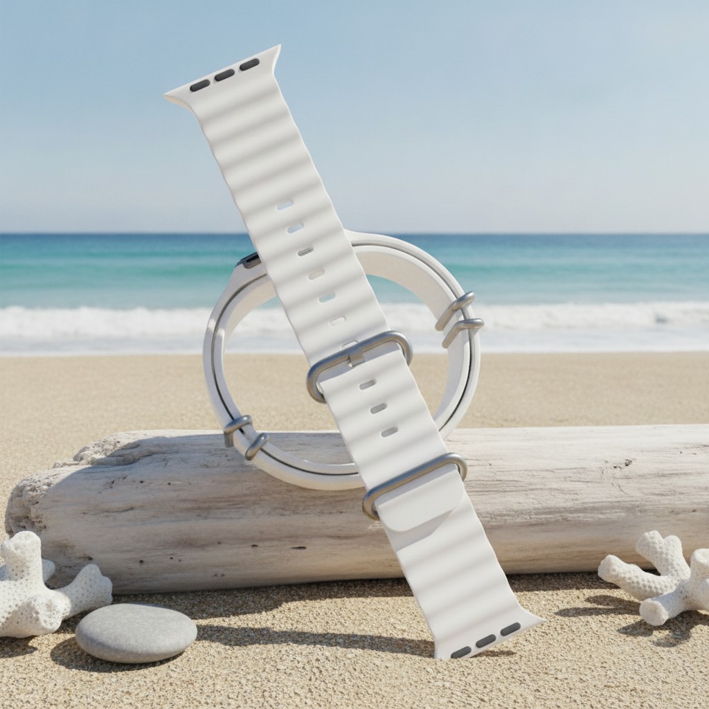 Bracelet Océan Compatible Avec Apple Watch 42/44/45/49mm - Blanc - Marjane Mall - Image 3