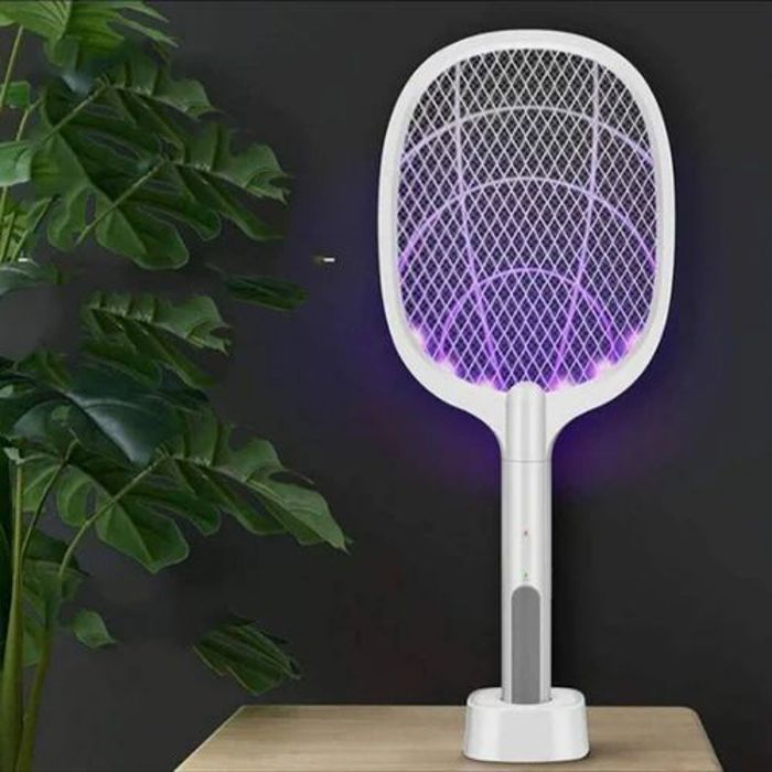 "Raquette anti-mouches électrique USB avec filet de sécurité à 3 couches pour repousser les mouches sans produits chimiques, parfait