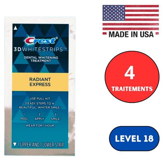 Crest 3D Whitestrips Radiant Express, 4 traitements LEVEL 18