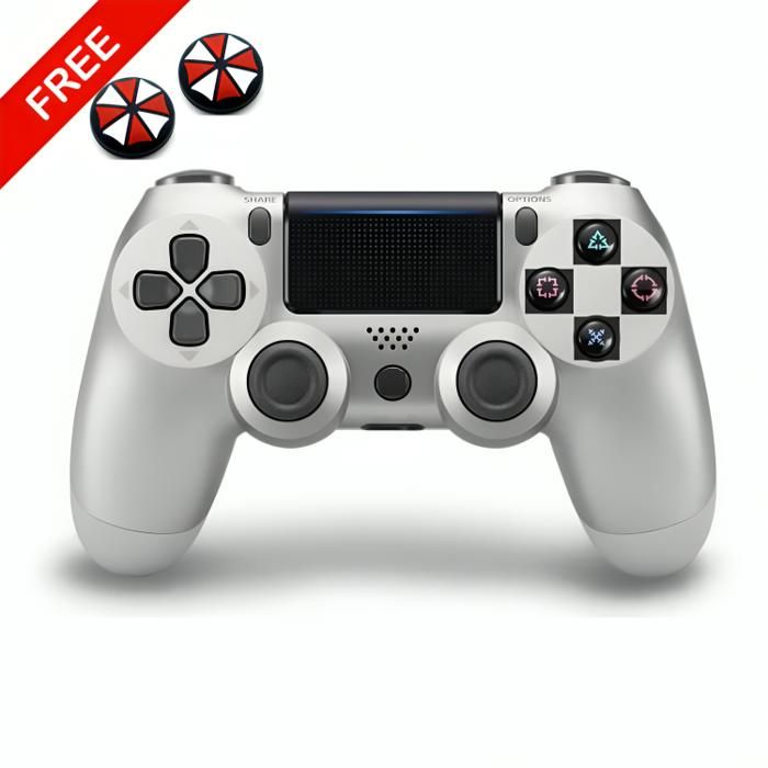 Manette PS4 GRIS Haute Qualité + Poignées de pouce pour votre manette Gratuit