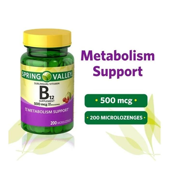 Spring valley Vitamine B12 Microlozenges, Supplément de vitamines, 500 mcg, 200 Comprimes