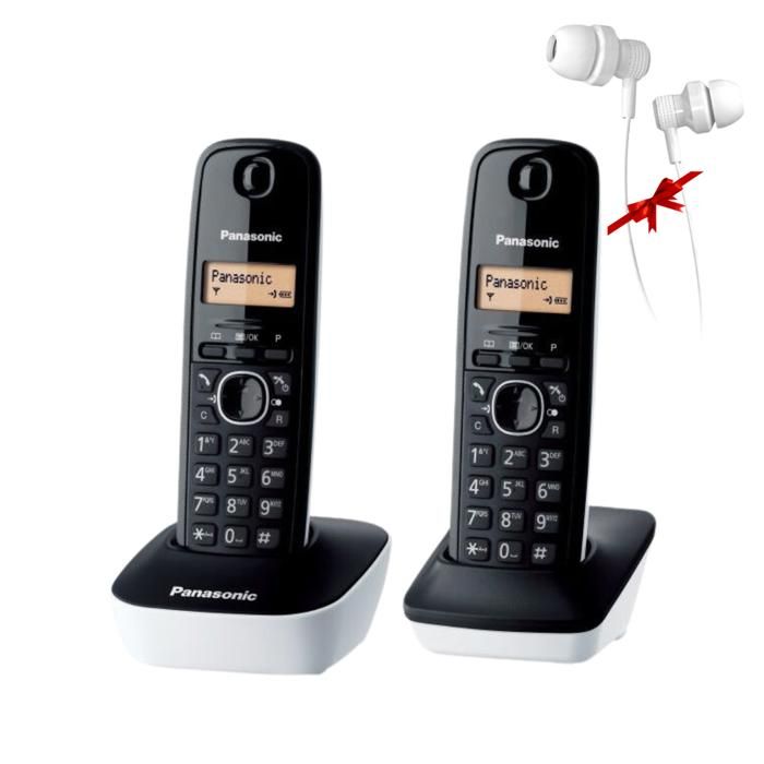 Panasonic Téléphone  fixe Sans Fil Duo DECT KX-TG1612 + Ecouteur Gratuit