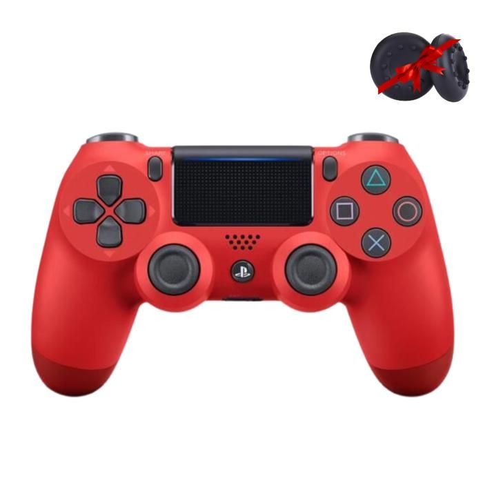 Manette PS4 DualShock 4 Rouge avec 2 Poignées Analogiques Gratuites