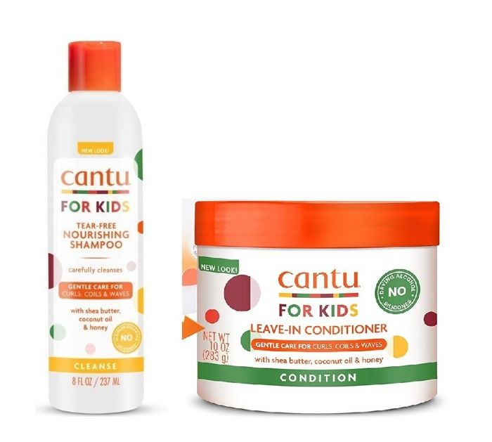 Cantu Kids Care Nourishing Shampoo (237ml) &  Leave-In Conditioner 283g - Made in Usa