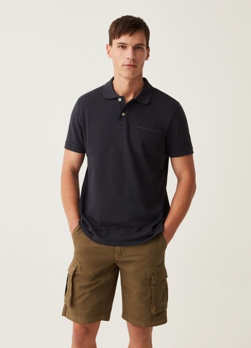 Bermuda cargo - Marron - 100% coton - Poches cargo - Coupe confortable - Pour homme - Marjane Mall - Image 1