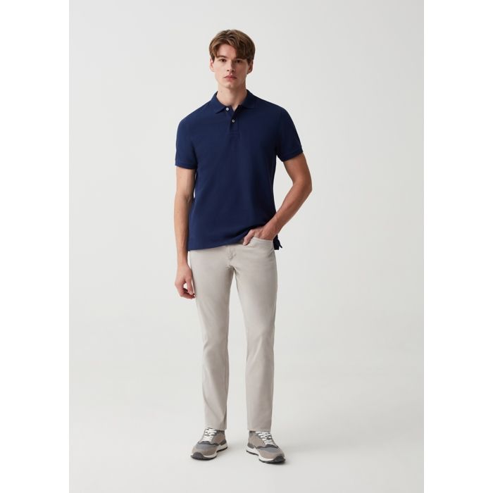 Pantalon coupe régulière à cinq poches-Gris