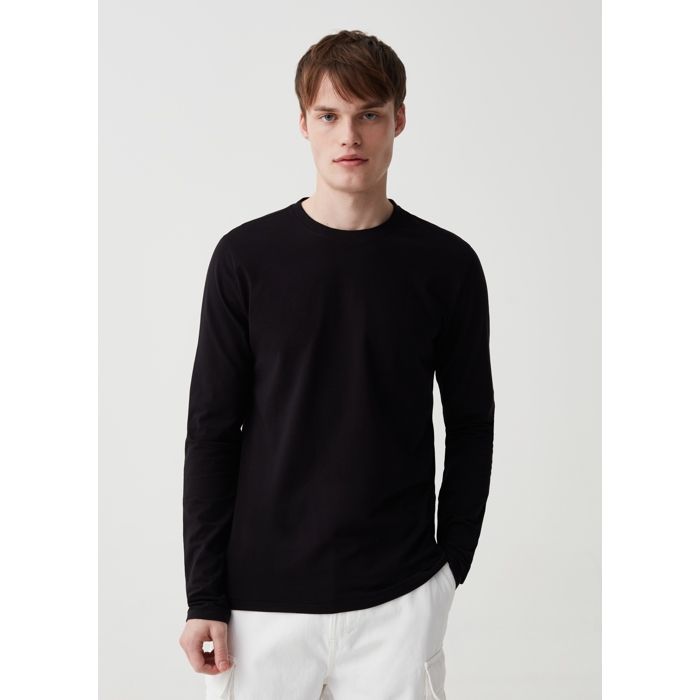 T-shirt à manches longues - No Name - Noir - 95% Coton - Col rond - Coupe Regular