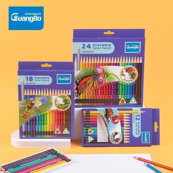Boîte de 18 Crayons de Couleur Effaçables