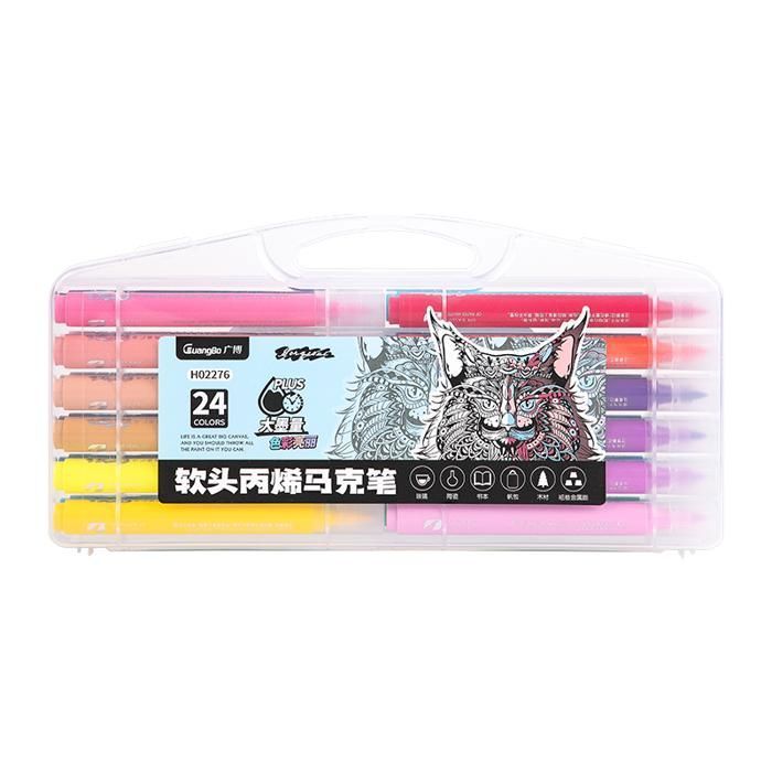 Marqueur acrylique à pointe souple de grande capacité 24 couleurs