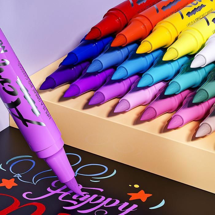 Marqueur acrylique à pointe souple de grande capacité 36 couleurs