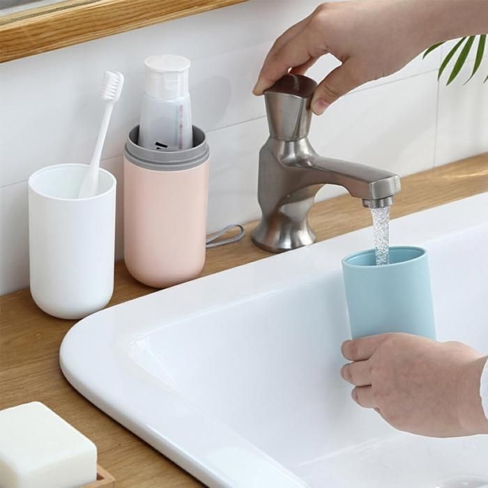 Travel Portable Toothbrush Cup white+blue