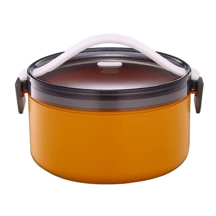 Round Single Layer Sealed Lunch Box with Grey Lid 700ml orange