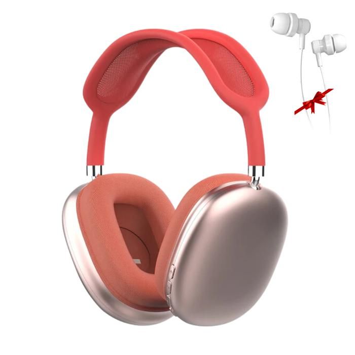 Casque P9 sans fil Bluetooth Rouge + Ecouteur Gratuit