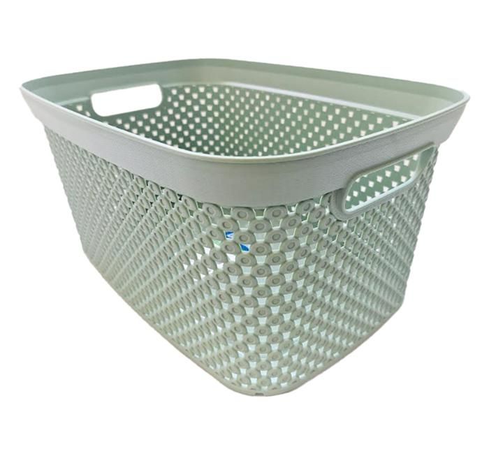 Panier à linge en plastique avec poignée de 10 litres couleur vert pastel