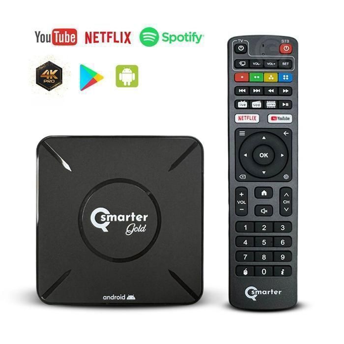 QSMARTER Gold Lecteur Multimédia recepteur tv Android Ott 8G 4k pro