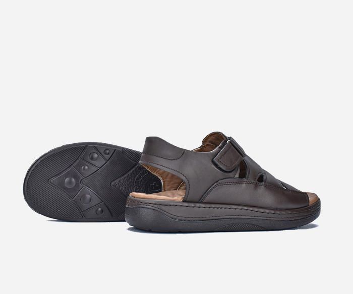 Sandale pour homme - OPIYANE - Marron - Cuir véritable - Semelle en gomme - Talon plat - Marjane Mall - Image 2