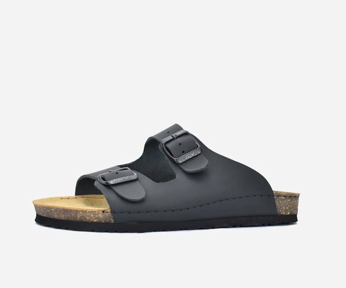 Sandales en cuir véritable noir