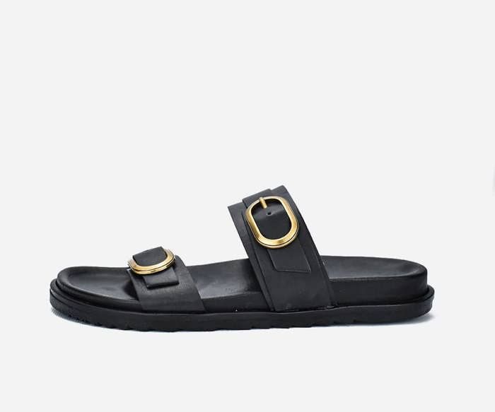 Sandale femme noir EN CUIR VÉRITABLE