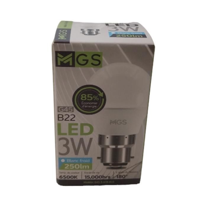 AMPOULE LED G45 3W B22 BLANC MGS
