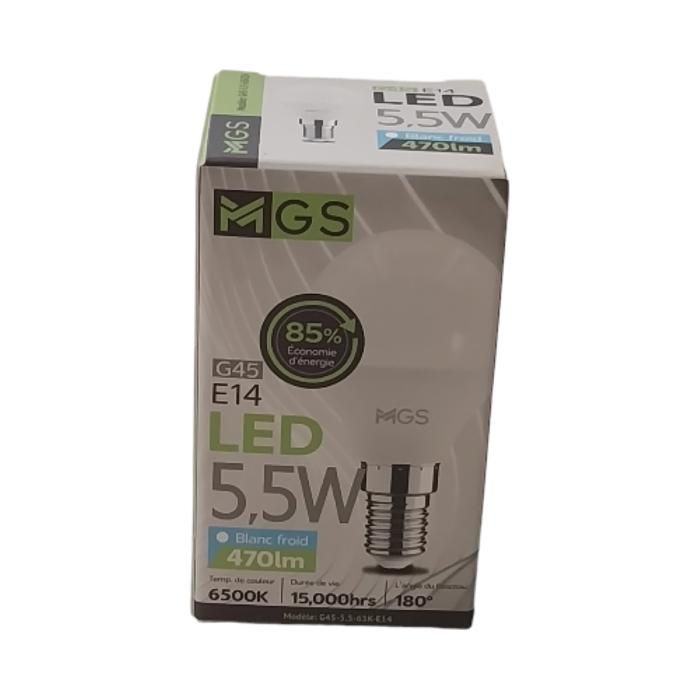 AMPOULE LED G45 5,5W E14 BLANC MGS