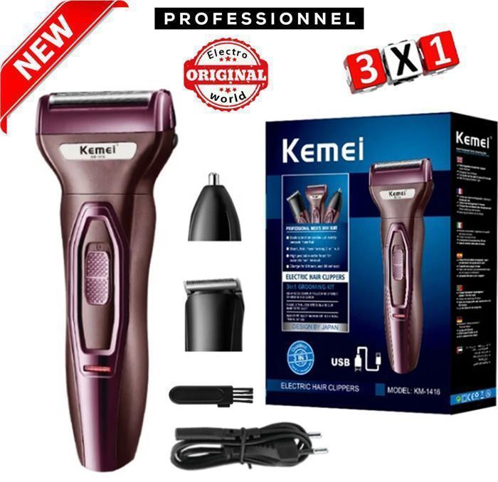 Rasoir  KM-1417 humide et sec pour hommes barbe cheveux et corp