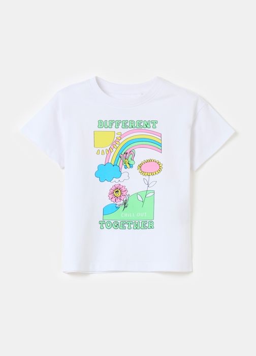 T-shirt - Non spécifié - Imprimé multicolore - 100% coton biologique - Manches courtes - Col arrondi