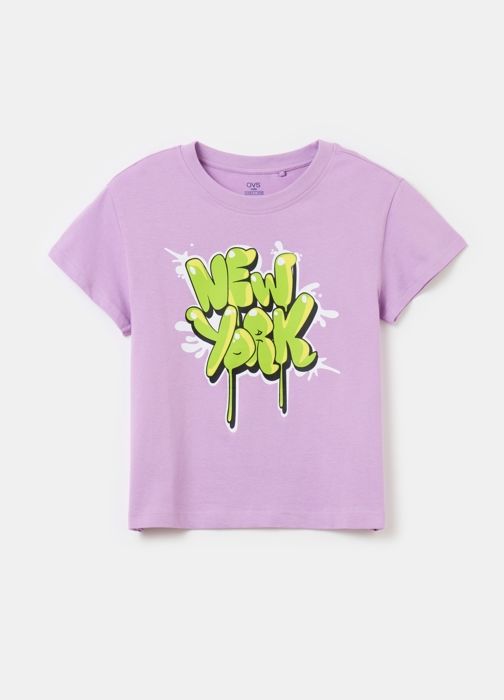 T-shirt - Enfant - Violet - 100% Coton - Manches Courtes - Col Rond