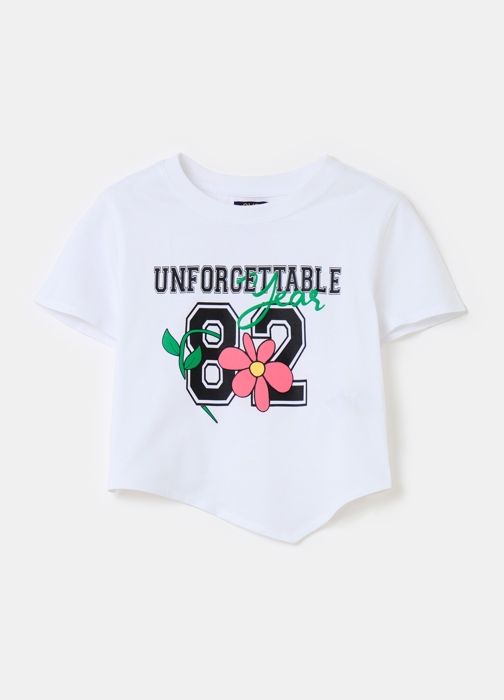 T-shirt asymétrique en coton avec imprimé