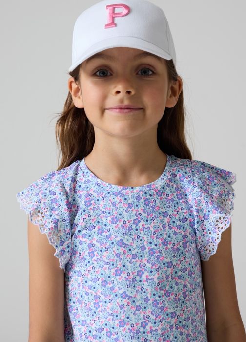 T-shirt avec imprimé et broderie anglaise