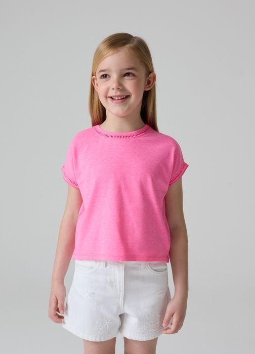 T-shirt uni avec inserts ajourés